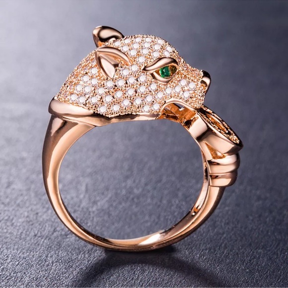 Fashion Leopard rose Gold Jewelry Cubic Zirconia Ring - Picture 3 of 3